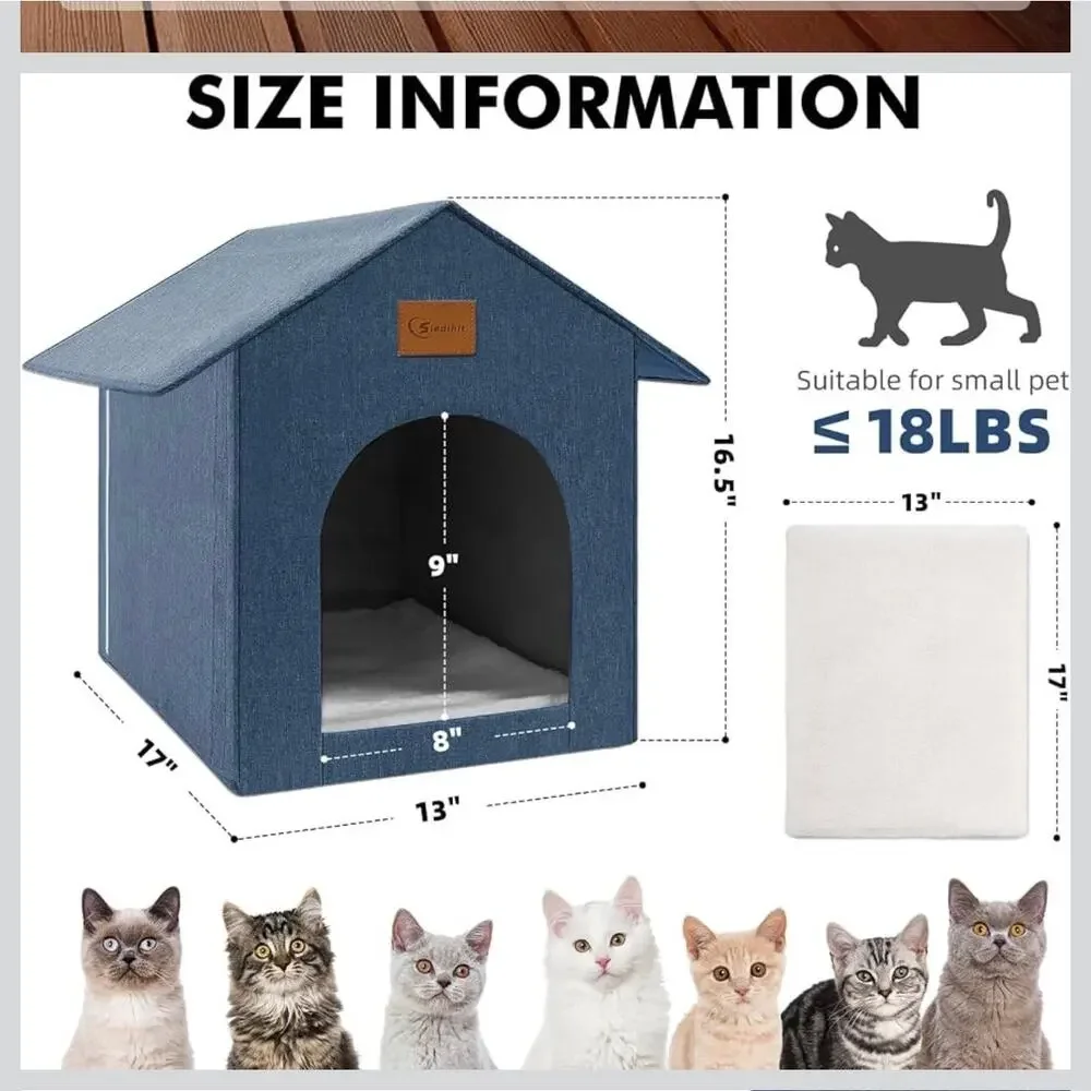 Outdoor Indoor Cat House Shelter New Waterproof Cushions Pet Small Dog